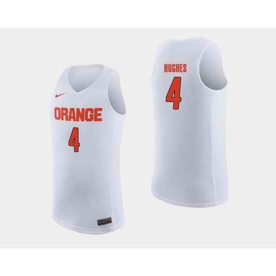 Men Syracuse Orange Elijah Hughes White College Basketball Jersey